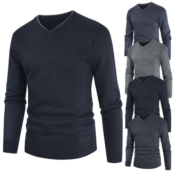 

autumn winter 2020 new v-neck pullover men's t-shirt casual bottomed sweaterwinter, White;black
