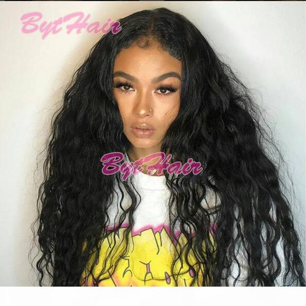 

bythair lace front human hair wig peruvian brazilian indian malaysian virgin hair natural wave glueless human hair wigs for black women, Black;brown