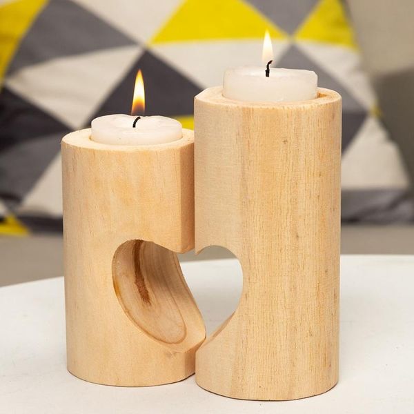 

candle holders rustic heart shaped wooden candlestick holder shelf wedding decorations dropship