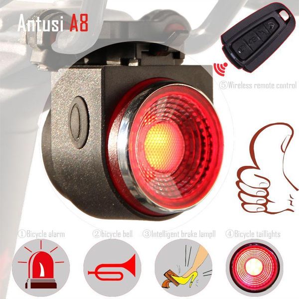 Fahrrad Lichter Drahtlose Diebstahl Alarm Remo Led Tragbare Wiederaufladbare Rücklicht Glocke Radfahren Flash Rücklicht Lampe Fahrrad Bremse A81