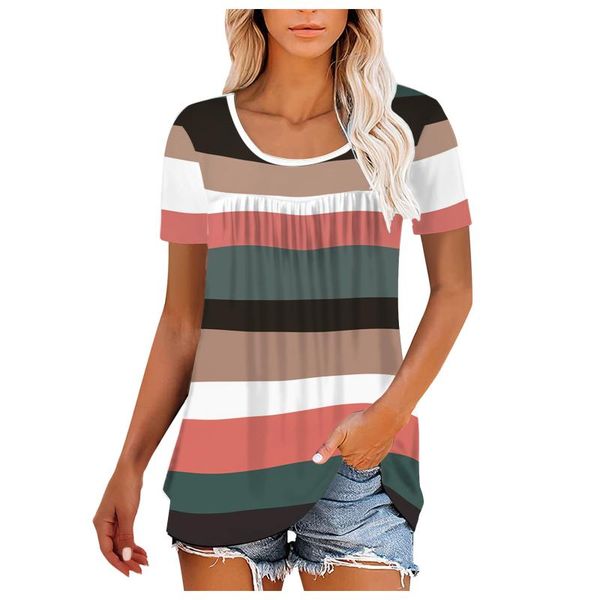 

women's t-shirt summer tshirts women casual striped printing t-shirts short sleeve loose tee tunic streetwear female clothing harajuku, White