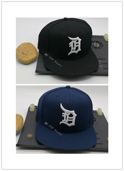 Top Verkauf New Detroit Sports Fitted Hats Coole Baseball Fitted Cap Erwachsene Flat Peak Hip Hop Tiger Männer Frauen Blau Schwarz Voll geschlossen Gorra