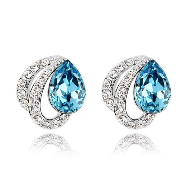 

new ethnic crystal oval stud earrings made elements jewelry for women girls ing, Golden;silver