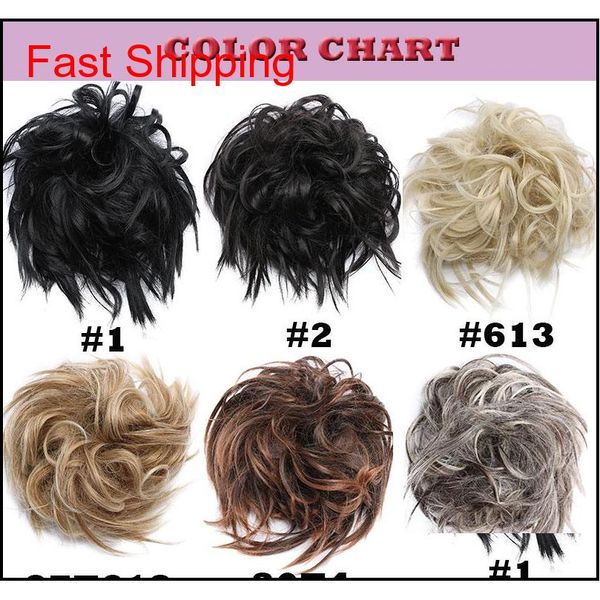 

new messy scrunchie chignon hair bun straight elastic band updo hairpiece synthetic hair chignon hair e qylaip babyskirt, Black;brown