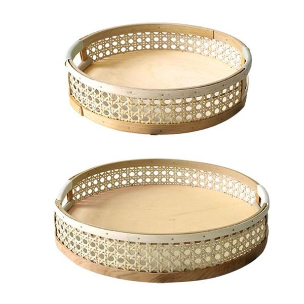 

dishes & plates bread serving baskets 2 sizes wooden fruit basket rattan storage handmade decorative bowl for dinning room