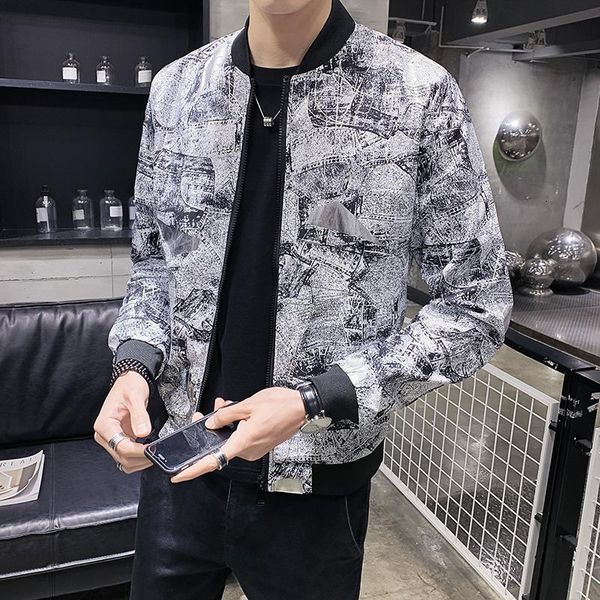 

ropa para hombre male jacket print men floral jacket jaqueta masculina bomber print men vintage club outfit 5xl, Black;brown