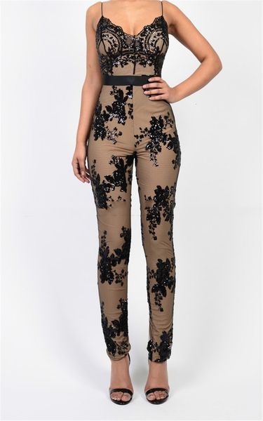 

black slip mesh hemp with no back rayon bandage full length prom overalls cd04