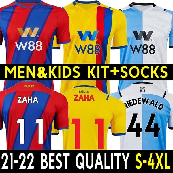 

21/22 crystal soccer jerseys zaha milivojevic townsend sakho benteke mateta eze mcarthur palace 2021 2022 men kids kits sock full sets unifo, Black;yellow