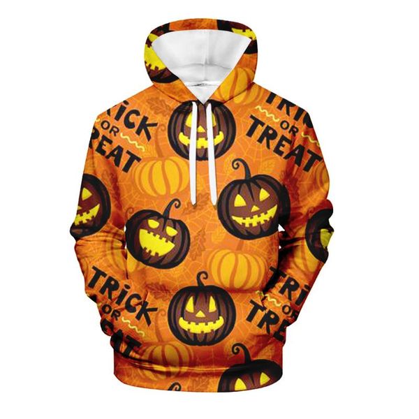 

men's hoodies & sweatshirts autumn and winter product 3d cartoon surprise halloween pattern thin fleece hooded sweater casual hoodie, Black