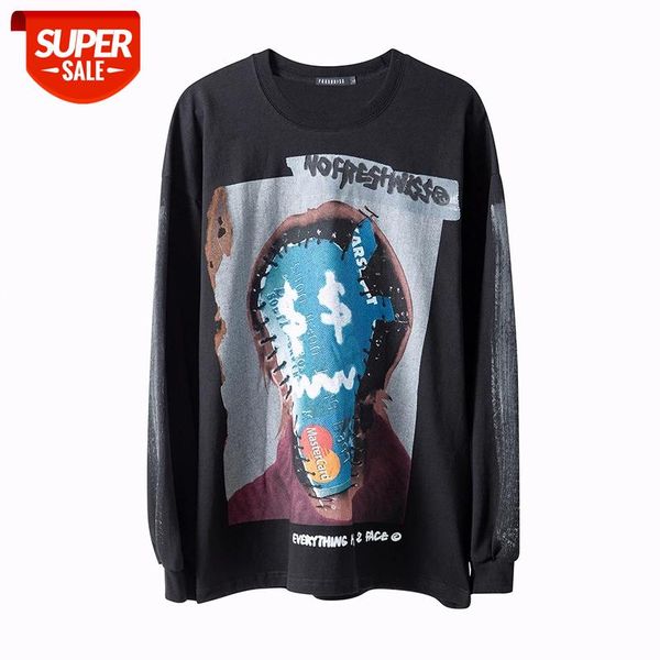

seveyfan 2021 men's hip hop t-shirt cartoon anime long sleeve t-shirt base shirt loose men's clothes #s64n, White;black