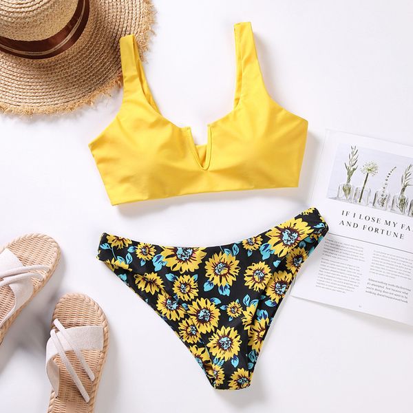 

wxw h40 swimming grab second-hand suower print push up bikini set badpak badmode women tanzania, White;black