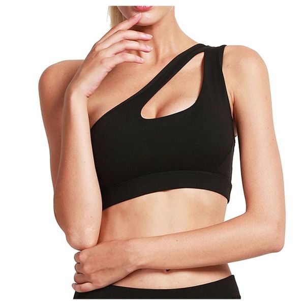

bras sports bra women fitness gym yoga brassieres one shoulder padded seamless sport running push up athletic vest t6, Red;black