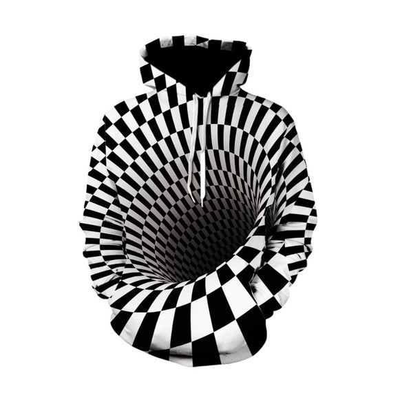 

men's hoodies & sweatshirts harajuku fashion striped plaid vertigo men women children 3d print hip hop casual pullover streetwear, Black