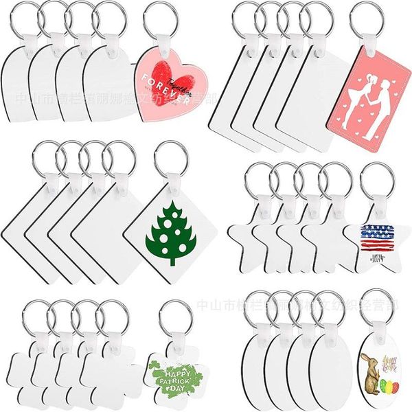 

keychains 5pcs/style sublimation blank keychain heat transfer key chains with rings diy crafts kit for present making, Silver