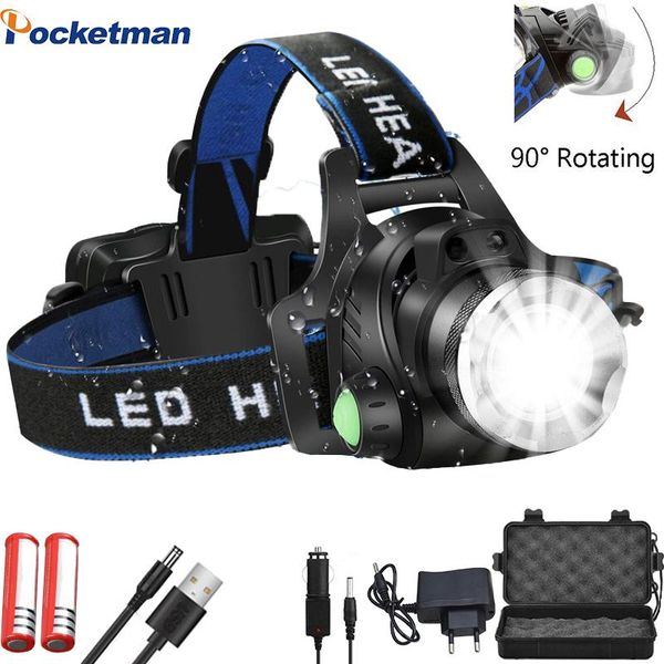 

headlamps 6000lumens led headlamp l2/t6 zoomable headlight head torch head lamp by 18650 battery for fishing hunting