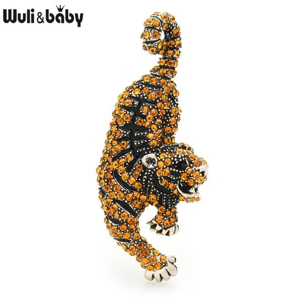 

pins, brooches wuli&baby full rhinestone tiger women five elements animal party office brooch pins gifts, Gray