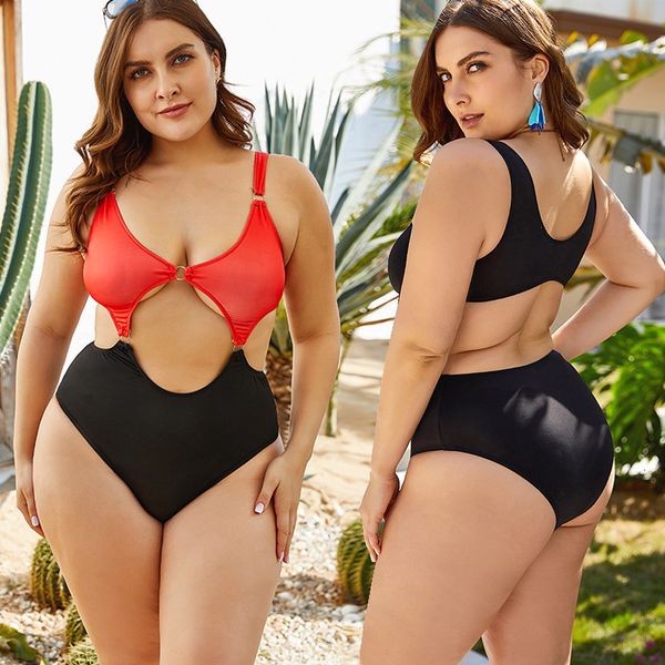 

2021 yy43 new swimsuit for women bikini set 2 pieces separate plus size fat beach wear 2xl 3xl 4xl 5xl female summer black red 9o34, White;black