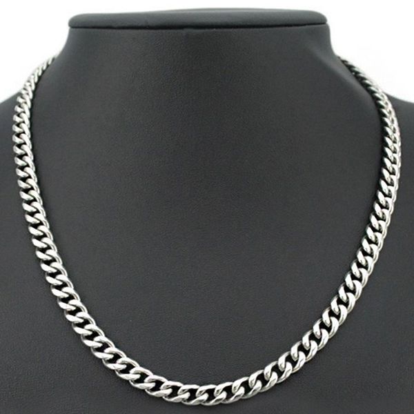 

chains necklace mens cuban link stainless steel chain hip hop rock long large gold jewelry for neck wholesale, Silver