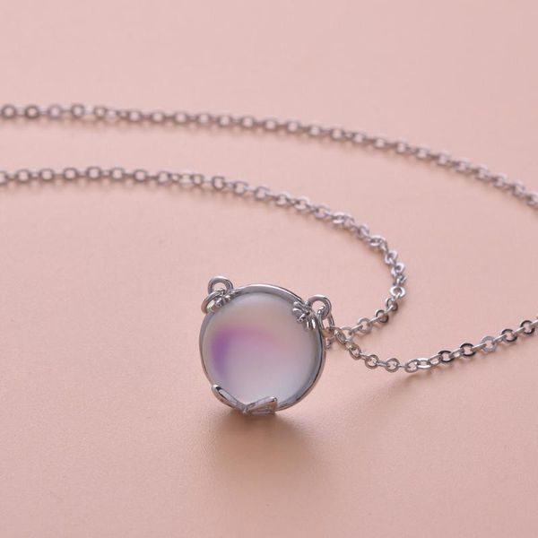 

pendant necklaces fashion simple silver plated moonstone 2021 elegant women o-chain clavicular chain for wedding jewelry