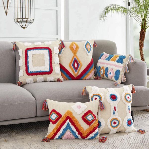

cushion cover decorative tufting romantic throw pillows cushions bohemia luxury geometric tassels women home decor sofa coussin