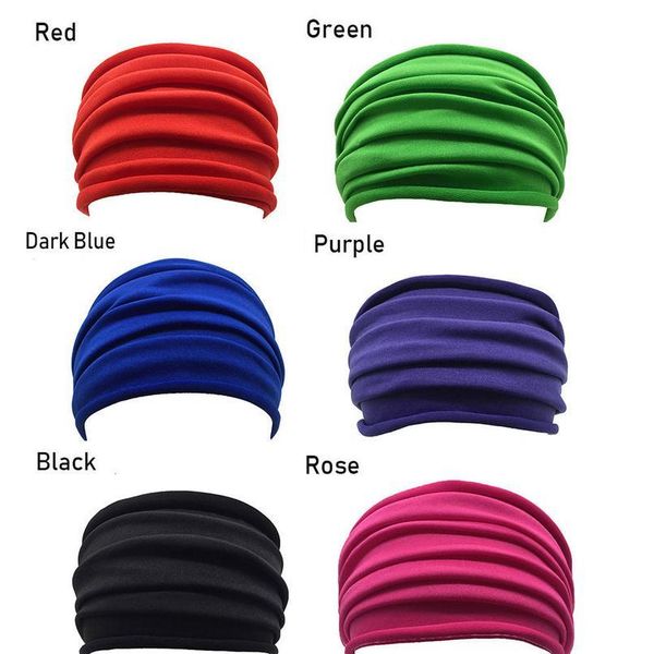 

13 colors nonslip elastic folds yoga hairband fashion wide sports headband running accessories summer stretch h jllwol