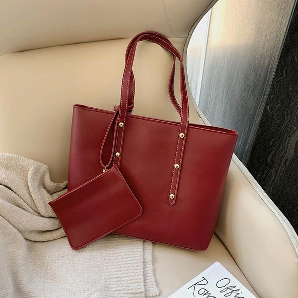 

shoulder bags tote fashion for women 2021 designer simple large capacity ladies handbag pu leather hand bag red