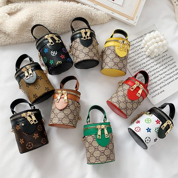 

9 style kids handbags letter print designer mini princess purse shoulder bags children girls pu messenger bag gold chain bags christmas gift, White