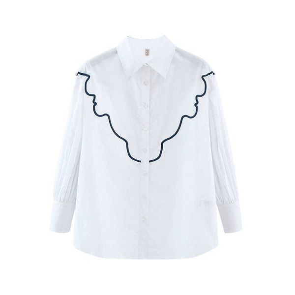 

perhaps u white shirt turn down collar puff sleeve long sleeve casual b0184 210529