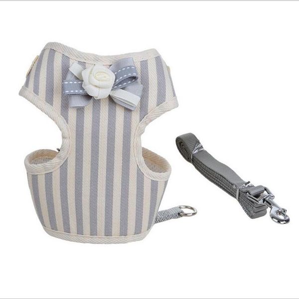 

dog collars & leashes pet traction gown thoracic dorsal stripe teddy bowknot chest straps nylon chain clothes