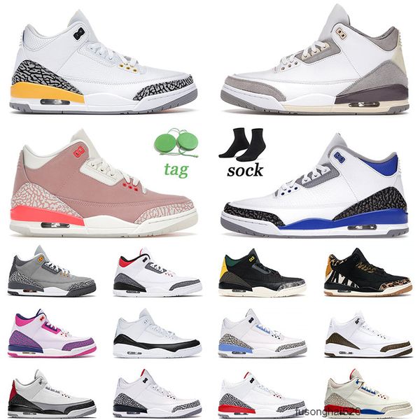 

2022 air jorden 3 3s iii basketball shoes medium grey laser orange rust pink racer blue knicks rivals unc black cement jorden
