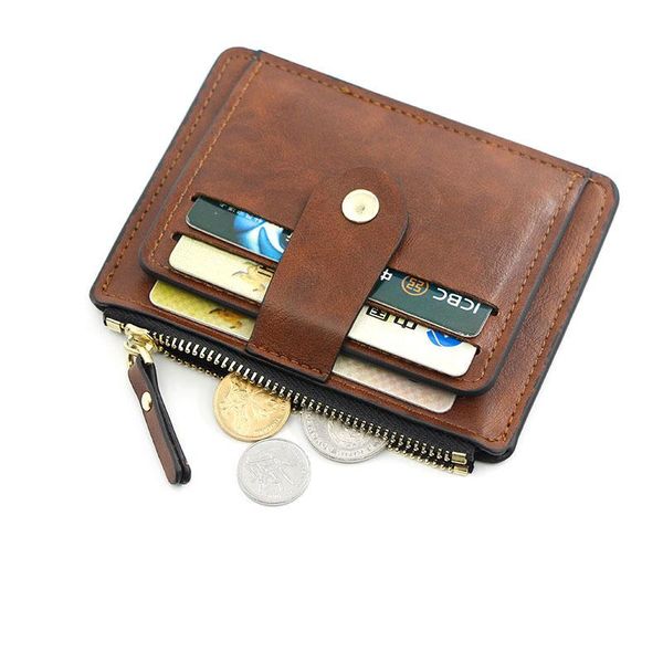 

card holders 2021 unsix fashion coin wallet women id holder multi-cards short slim zipper purse business pocket for men &, Brown;gray