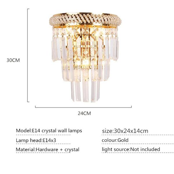 

european creative e14 led wall lamp high art grade crystal bedside wall light gold bathroom mirror headlight home decro lamp