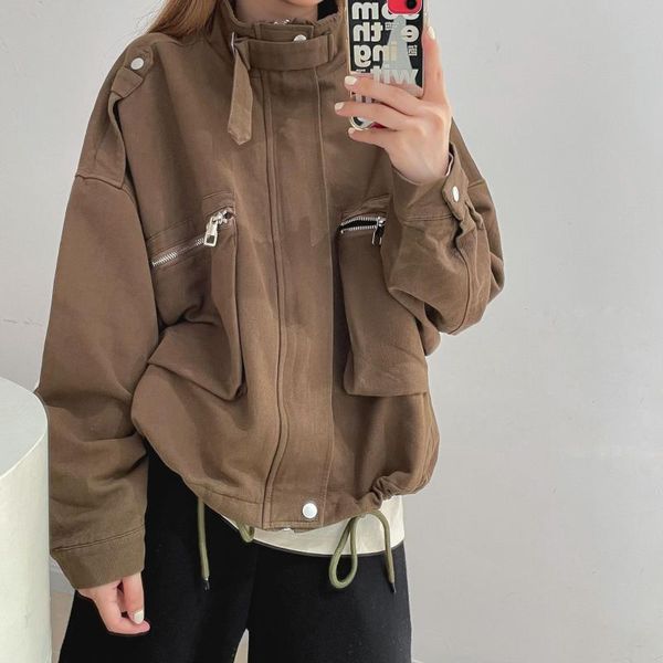 

women's jackets vintage safari jacket women cotton fall, Black;brown