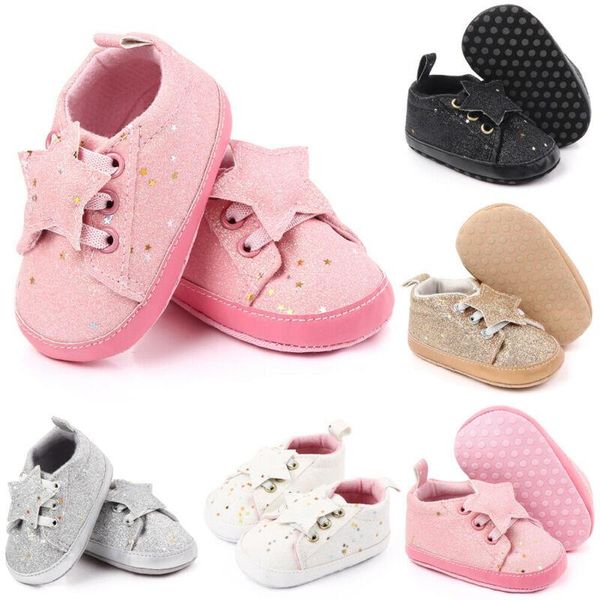

first walkers baby boy girl white soft sole pram shoes infant non-slip trainers size born to 18 month