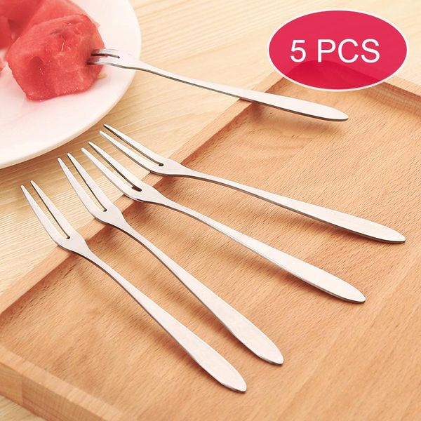 

5pcs stainless steel cocktail fork fruit cake fork dessert appetizer selected kitchen supplies