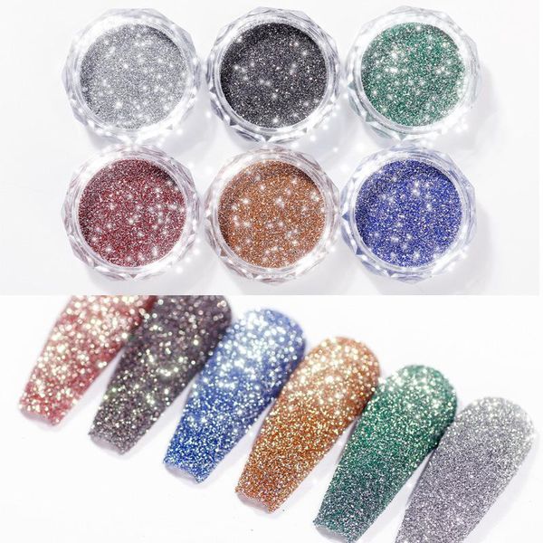 

nail glitter 6colors diamond sequins iridescent powder gel polish flakes art decoration for manicure pigment, Silver;gold