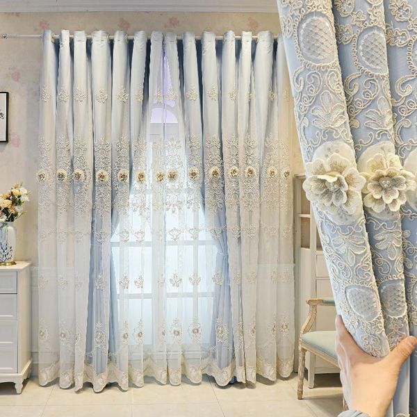 

curtain & drapes european double layer embossed embroidered curtains high-end blackout for living room bedroom blinds custom 280z