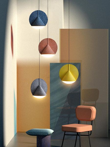 

italian designer colorful stamp dining room resin hanging lamp art decor home bedside bedroom restaurant lamp living room salon