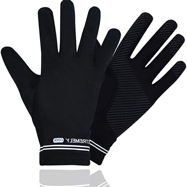 

summer long finger gloves, men' and women' black mittens, windproof touch screen outdoor sports anti-skid bicycle gloves 211124, Blue;gray