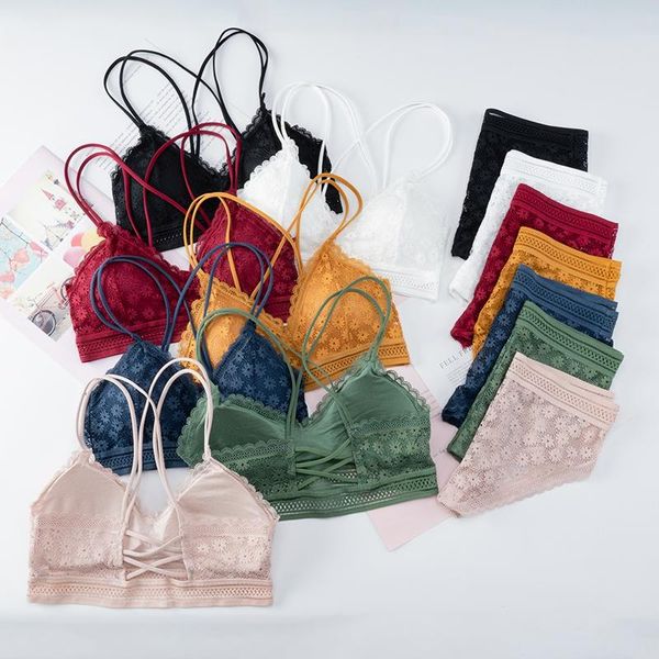 

bras sets women lace ultra-thin comfortable back anti-light bra set beauty out underwear female bottoming vest, Red;black