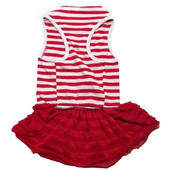 

dog apparel pet costume elastic stripe t-shirt skirt puppy princess dress
