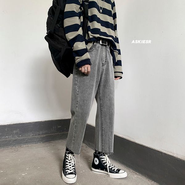 

new 2021 men's fashion trend rough ee solid color casual pants stretch slim fit cargo pocket wash jeans biker denim trousers s-2xl fcp0, Blue