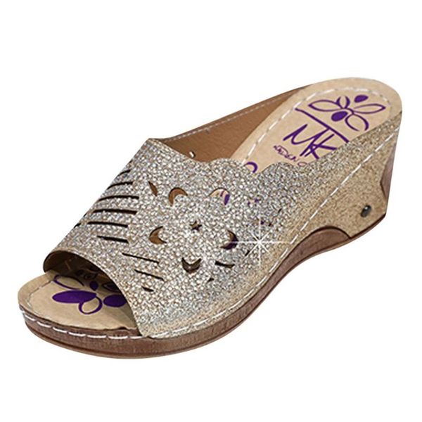 

women's slippers wedges bottom sandals casual shoes women beach walk shoes slippers women's sandals feminino 2021, Black