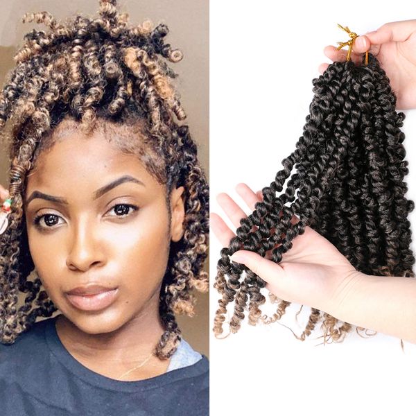 

pre twisted passion twist crochet hair short curly spring twist pre looped crochet braids black brown braiding hair