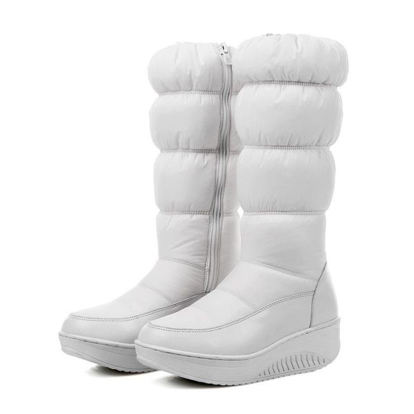 

boots 2021 fashion women mid-calf winter keep long warm round toe female snow side zipper platforms casual shoes woman, Black