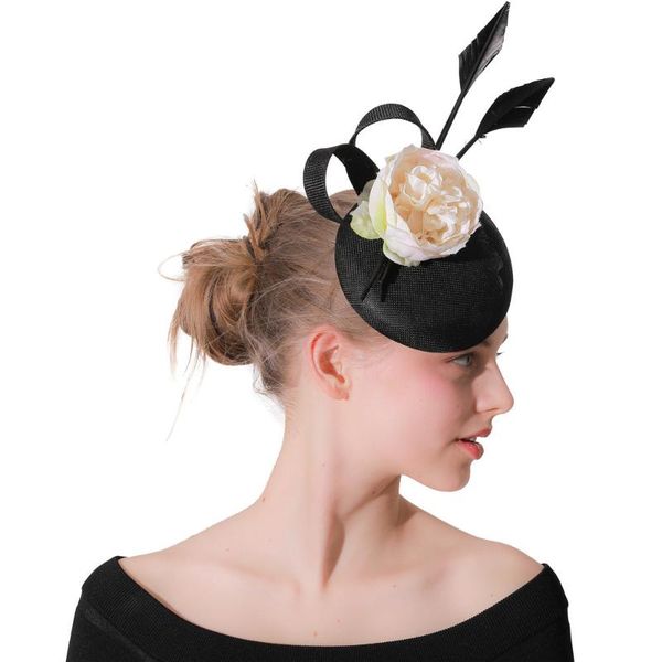 

stingy brim hats feather fascinators races for women elegant black linen fascinator hat girls ladies formal wedding dress m158, Blue;gray