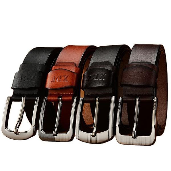 

belts men's trendy classic pin buckle leather belt casual retro youth jeans, Black;brown