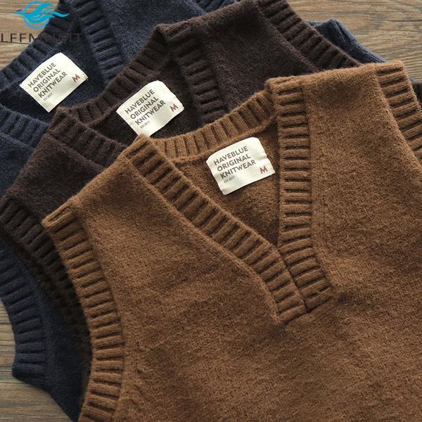 

men's vests winter fall thick knitting sleeveless sweater pullover vest men japan harajuku style amekaji casual waistcoat male, Black;white