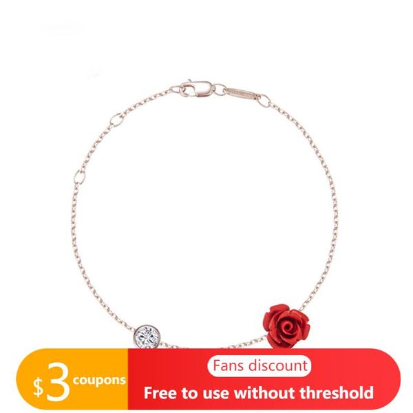 

anklets agata rose gold s925 sterling silver anklet female simple personality foot ornament crystal beach valentine's day bracelet gift, Red;blue
