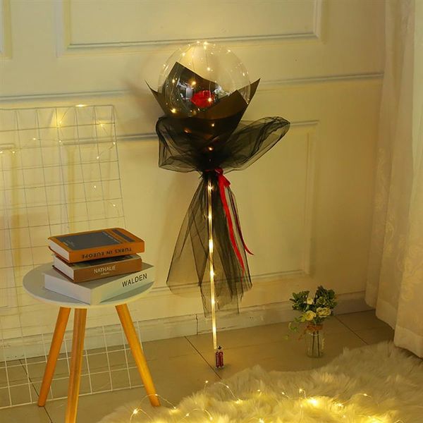

party decoration diy led luminous balloon rose battery powered transparent ball romantic bouquet for valentines day decor gift